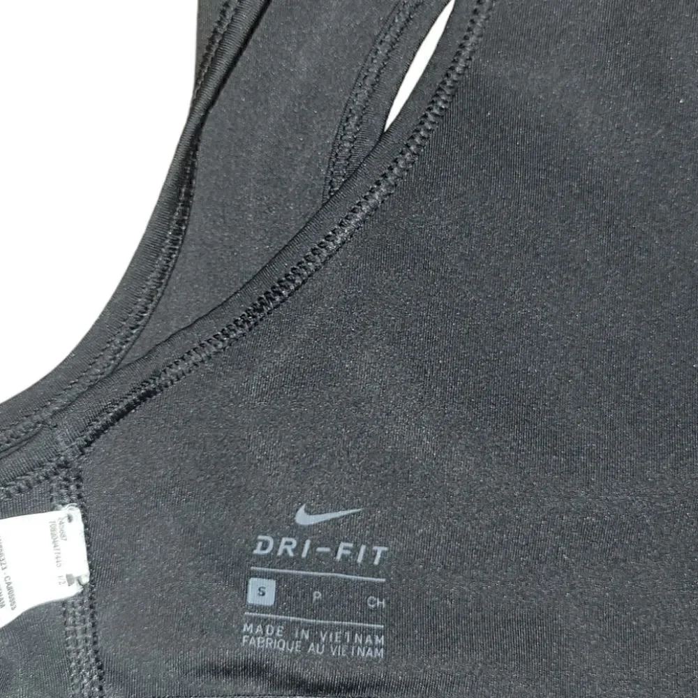 Nike Dri Fit Swoosh Sports Bra Black Racerback S